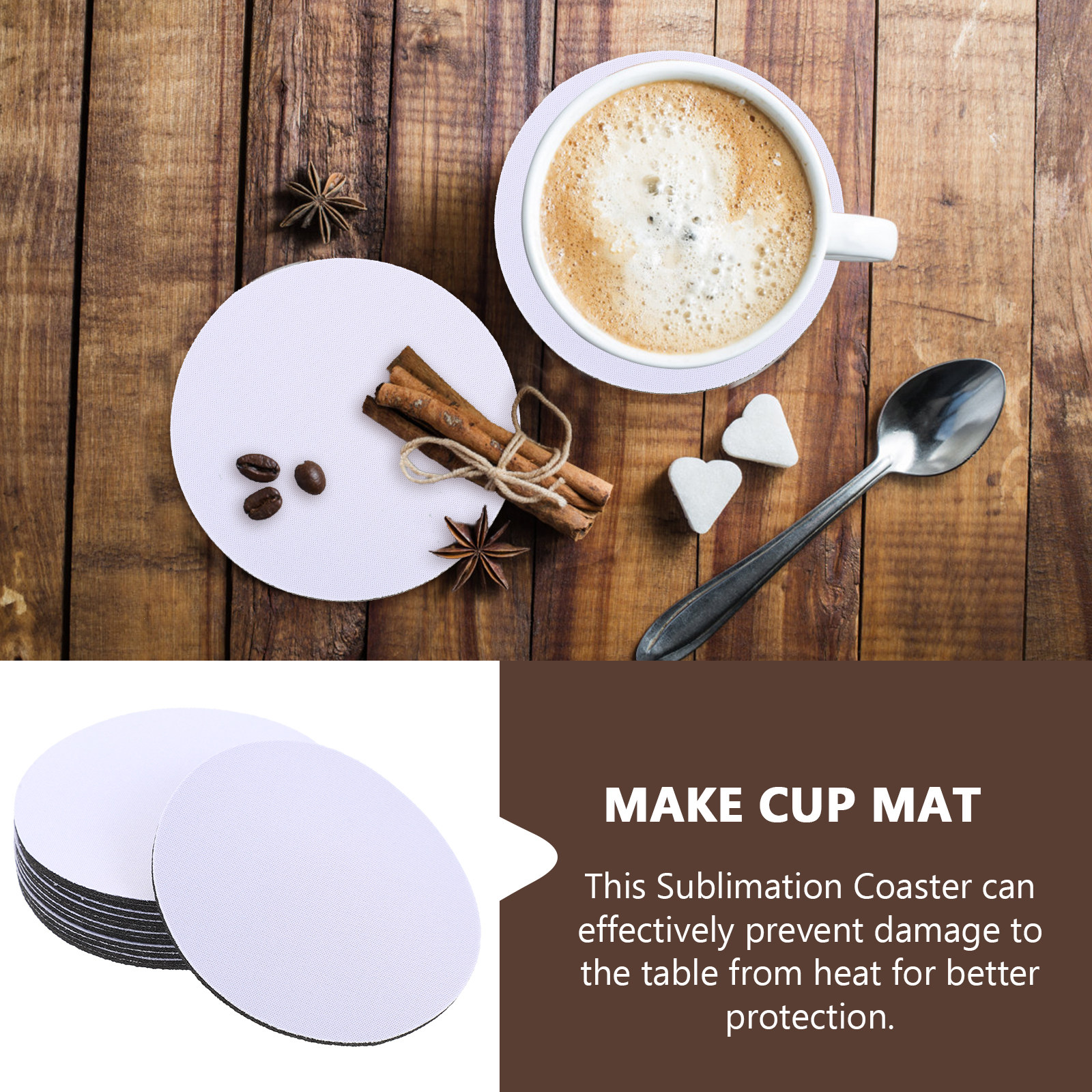 Coaster Sublimation Blank - 10Pcs Blank Heat Transfer Coasters Sublimation
