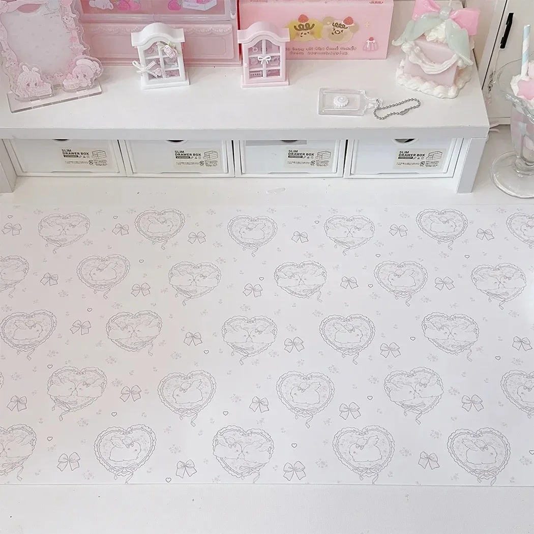 Mouse Pad Blank Sublimation - Kawaii Pink Rabbit Girl Heart Leather