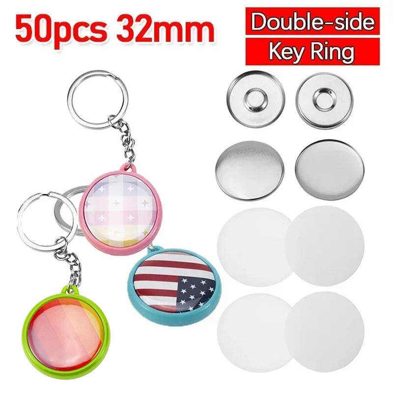 Button Badge Blank - 50pcs/Set 25mm 32mm 37mm Double-side Keychain