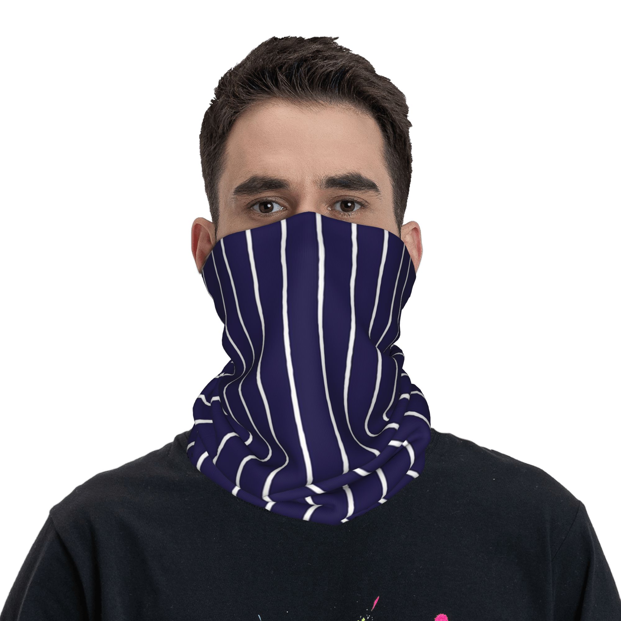 Navy Blue and White stripes Pi - Bandana Blank White review and price
