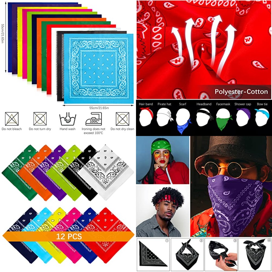 12- Bandanas for Men Women Pai - Bandana Blank White review and price